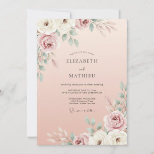 Blush Classic Rose Wedding Invitation