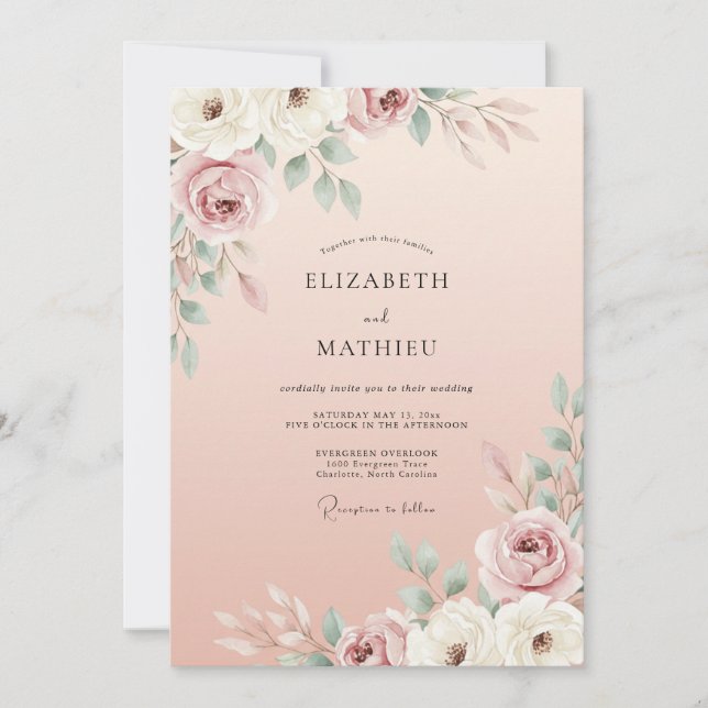 Blush Classic Rose Wedding Invitation (Front)