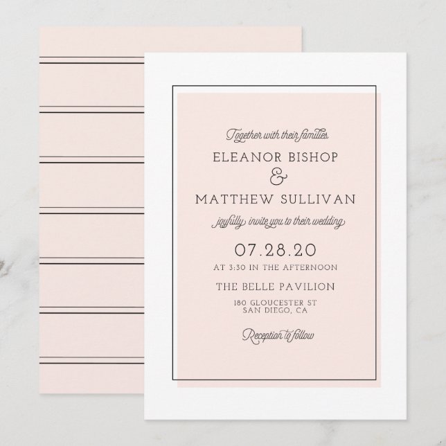 Blush Colour Block Minimalist Invitation (Front/Back)