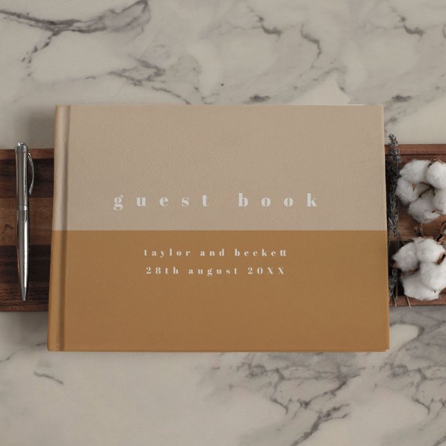 Blush Colour Block Wedding Guest Book (Blush Pink Earth Tones Color Block Wedding Guest Book)