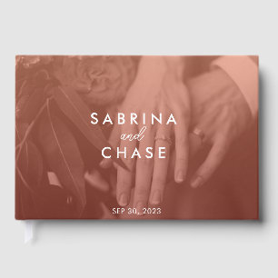 Blush Colour Overlay Photo Wedding Guest Book