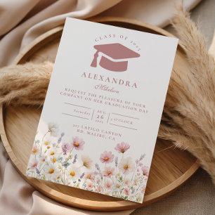 Blush Coquette Floral Graduation Party Invitation