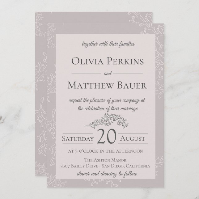 Blush Coral Beach Wedding Invitation (Front/Back)