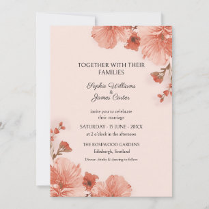 Blush Coral Blossom Wedding Invitation
