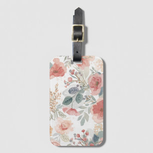 Blush Coral Garden Floral Watercolor Pattern Luggage Tag