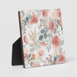 Blush Coral Garden Floral Watercolor Pattern Plaque