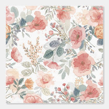 Blush Coral Garden Floral Watercolor Pattern