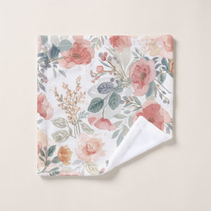 Blush Coral Garden Floral Watercolor Pattern Wash Cloth
