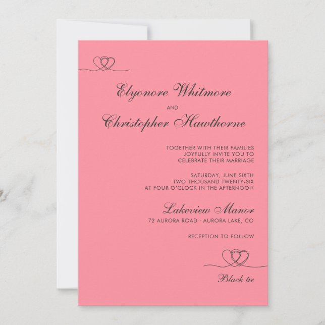 Blush Coral Modern Chic Mix and Match Weddingn Invitation (Front)
