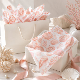 Blush Coral Seashell Coastal Beach Tissue Paper