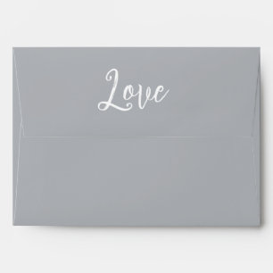Blush Coral Smoke Grey Floral Love Wedding Envelope