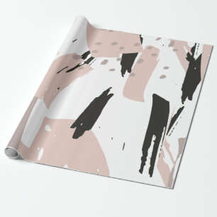 Blush Crash Modern Abstract Brush Strokes Wrapping Paper