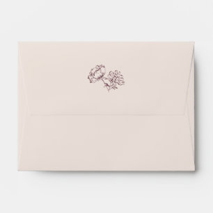 Blush Cream & Burgundy Simple Floral Wedding Envelope
