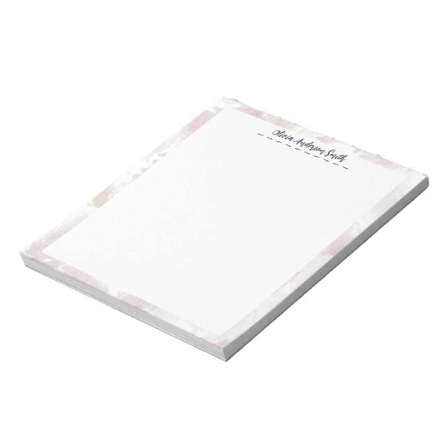 Blush Cream Floral Name Notepad | Cute Personalise (Rotated)