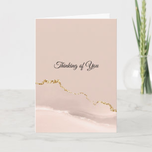 Blush Cream Gold Sparkle Abstract Thinking of You Card