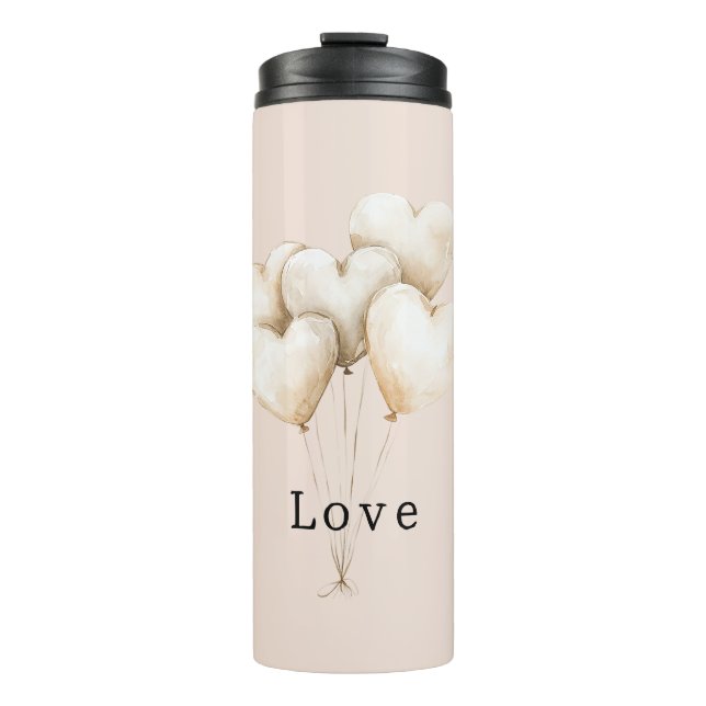 Blush Cream Hearts Balloons Love Thermal Tumbler (Front)