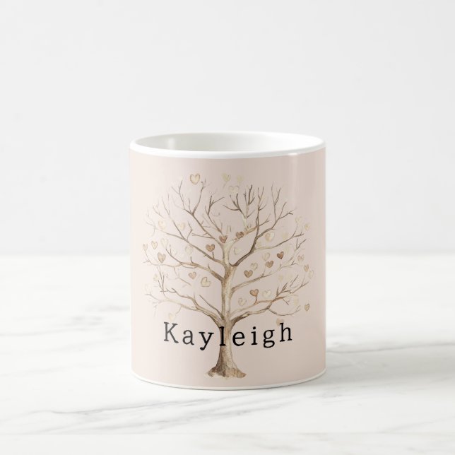 Blush Cream Hearts Tree Coffee Mug (Center)