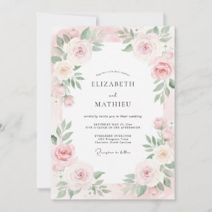 Blush Cream Petal Wedding Invitation
