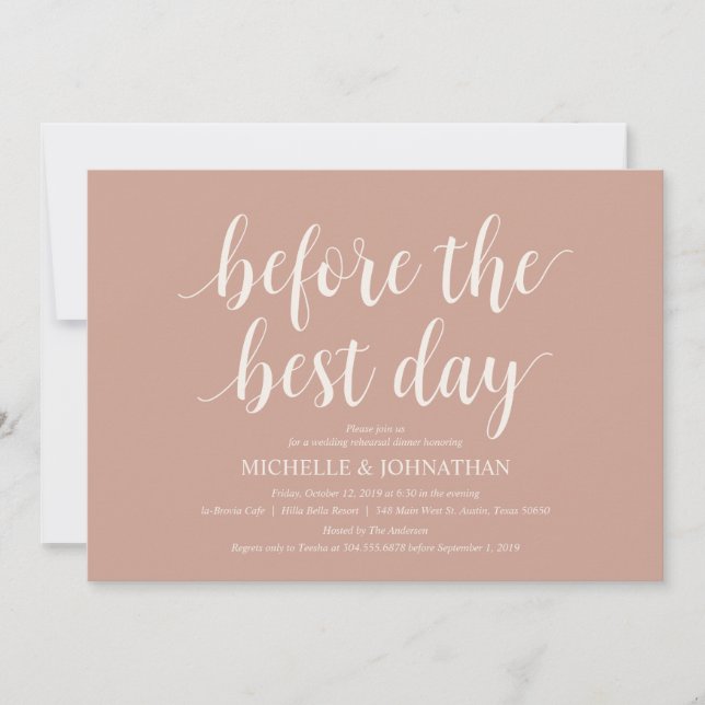 Blush Cream Rustic Wedding Rehearsal Dinner Invitation (Front)