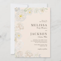 Blush & Cream Watercolor Roses Peach Wedding Invit