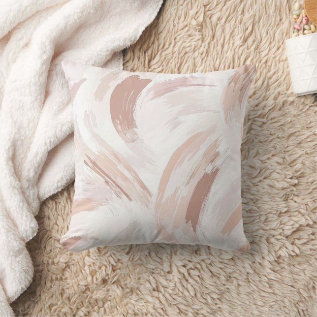 Blush Cream White Abstract Christmas Cushion (Blanket)