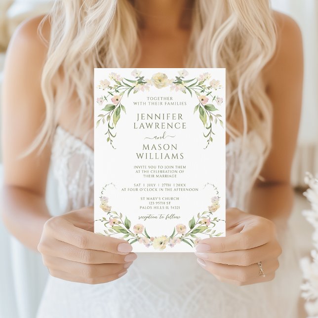 Blush Creamy Floral Spring Summer Wedding Invitation (Creator Uploaded)