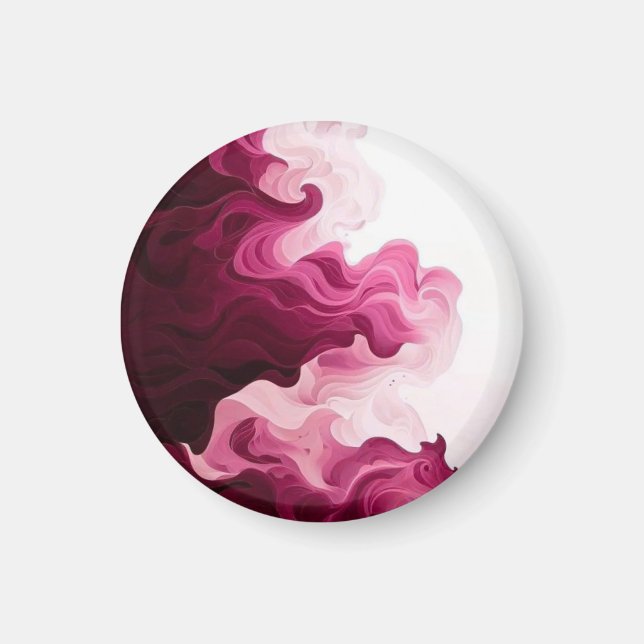 Blush Crimson Fluid Waves Magnet (Front)