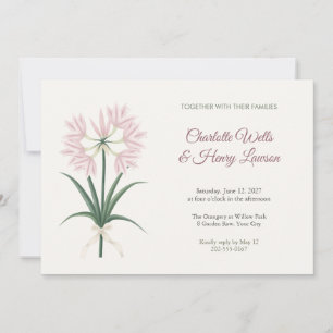 Blush Crinum Stem Wedding Invitation