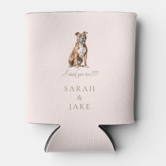 Blush Custom Pet Wedding Napkins Boxer Funny Can Cooler