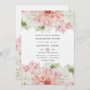 Blush Dahlias Floral Wedding Invitation