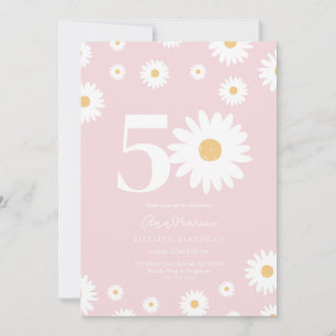 Blush Daisy 50th Birthday Invitation