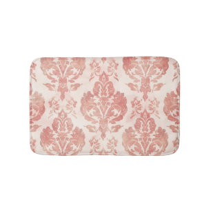 Blush Damask Watercolor Floral Vintage Pattern Bath Mat