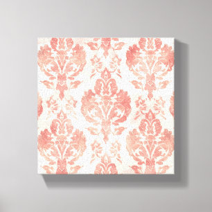 Blush Damask Watercolor Floral Vintage Pattern Canvas Print