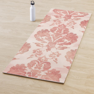 Blush Damask Watercolor Floral Vintage Pattern Yoga Mat