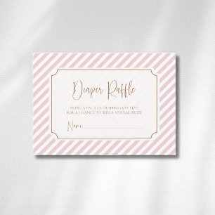 Blush Diagonal Striped Gold Frame Diaper Raffle Enclosure Card