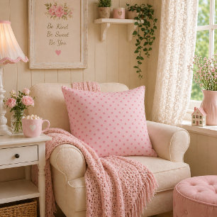 Blush Dream Soft Pink Polka Dot Cushion