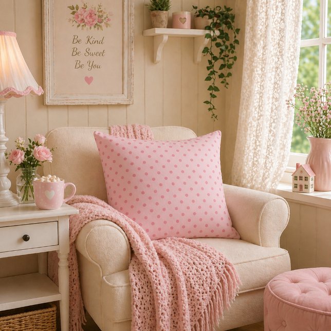 Blush Dream Soft Pink Polka Dot Cushion (Creator Uploaded)