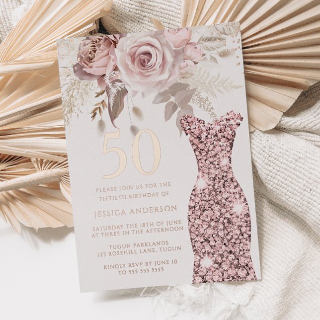 Blush Dress Fabulous 50th Birthday Party Rose Gold (Creator Uploaded)