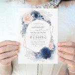 Blush Dusty and Navy Blue Floral Wedding Invitation<br><div class="desc">Blush,  dusty blue and navy blue flowers elegant wedding invitations</div>