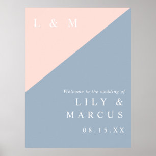 Blush Dusty Blue Elegant Wedding Welcome Sign