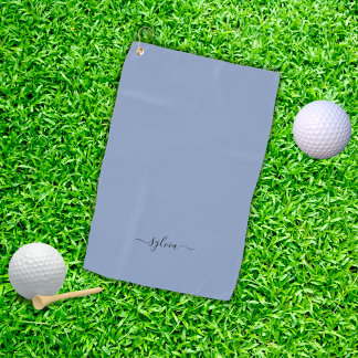 Blush Dusty Blue Modern Girly Monogram Name Golf Towel