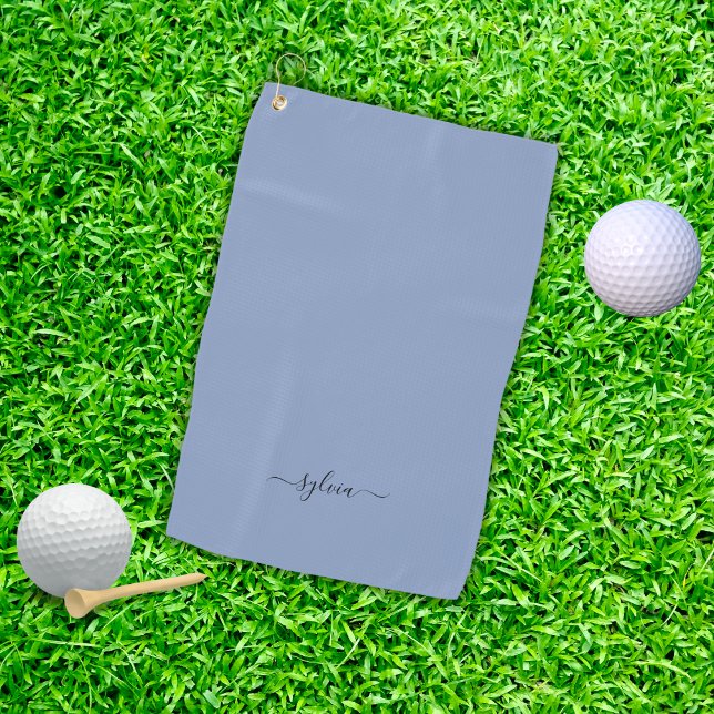 Blush Dusty Blue Modern Girly Monogram Name Golf Towel (Blush Dusty Blue Modern Girly Monogram Name Golf Towel)