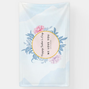 Blush Dusty Blue Watercolor Succulent Fathers Day Banner