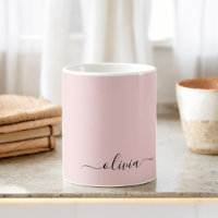 Blush Dusty Pink Girly Script Monogram Name Modern