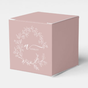 Blush Dusty Pink Girly Script Monogram Name Modern Favour Box