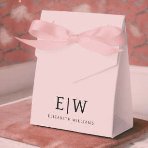 Blush Dusty Pink Girly Script Monogram Name Modern Favour Box