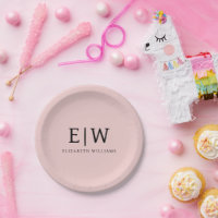 Blush Dusty Pink Girly Script Monogram Name Modern