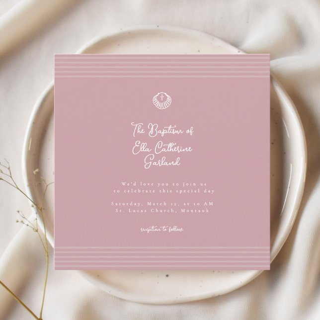 Blush dusty pink modern baptism Invitation (Creator Uploaded)