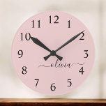 Blush Dusty Pink Modern Script Girly Monogram Name<br><div class="desc">Blush Dusty Pink Simple Script Monogram Name Clock. This makes the perfect sweet 16 birthday,  wedding,  bridal shower,  anniversary,  baby shower or bachelorette party gift for someone that loves glam luxury and chic styles.</div>