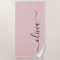 Blush Dusty Pink Modern Script Girly Monogram Name